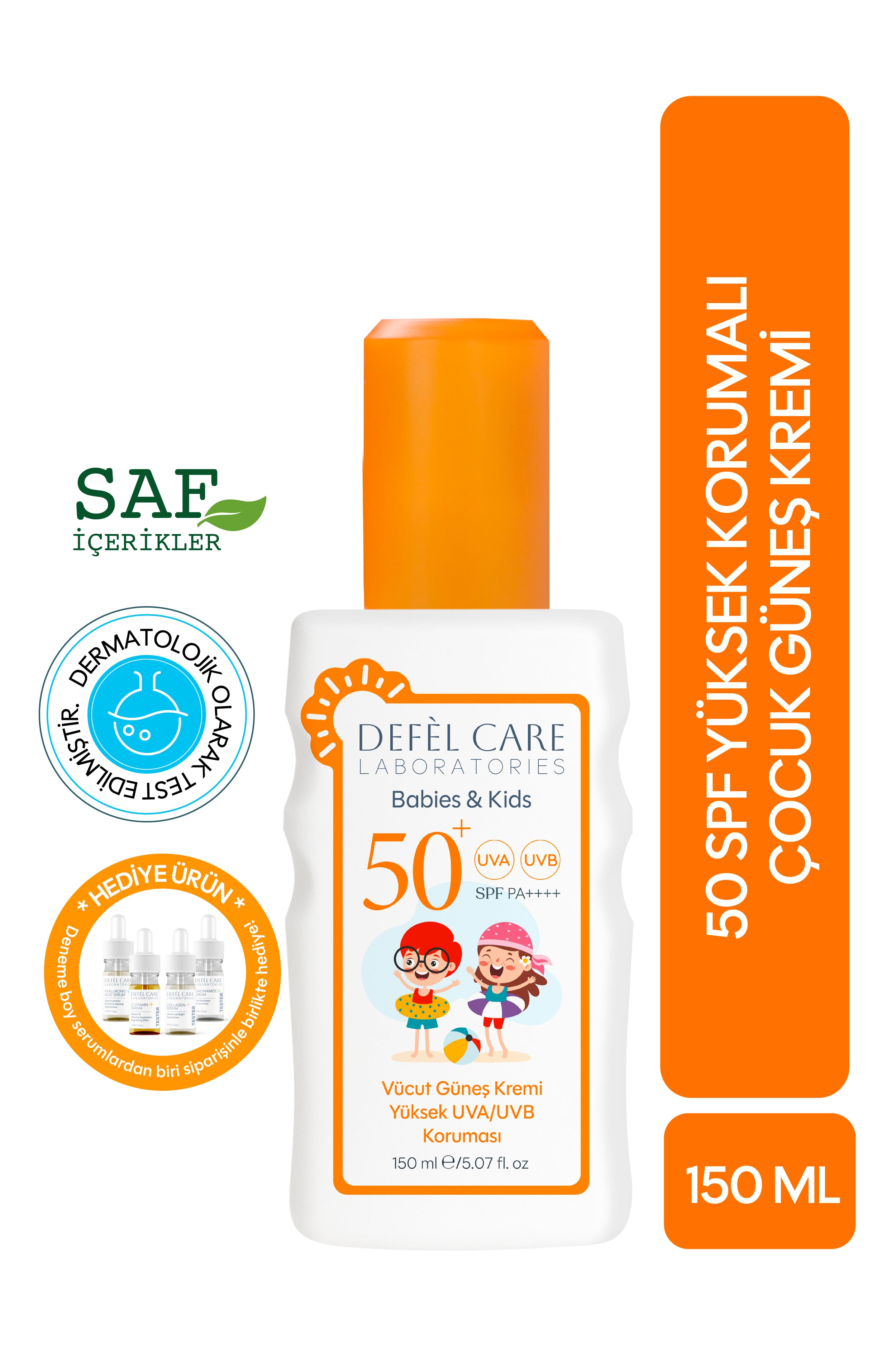 SPF50+ Çocuk Güneş Kremi 150ml | Yüksek UVA/UVB & Suya dayanıklı