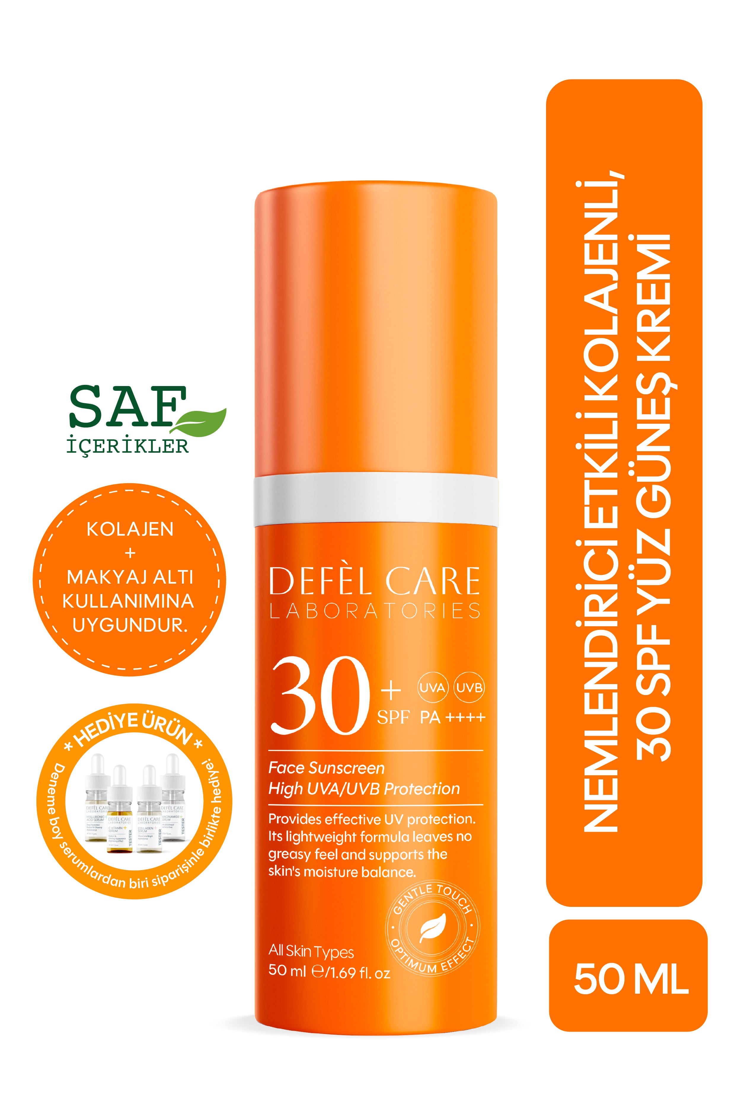 SPF30 Yüz Güneş Kremi 50ml | Kolajen & Nemlendirici Etki
