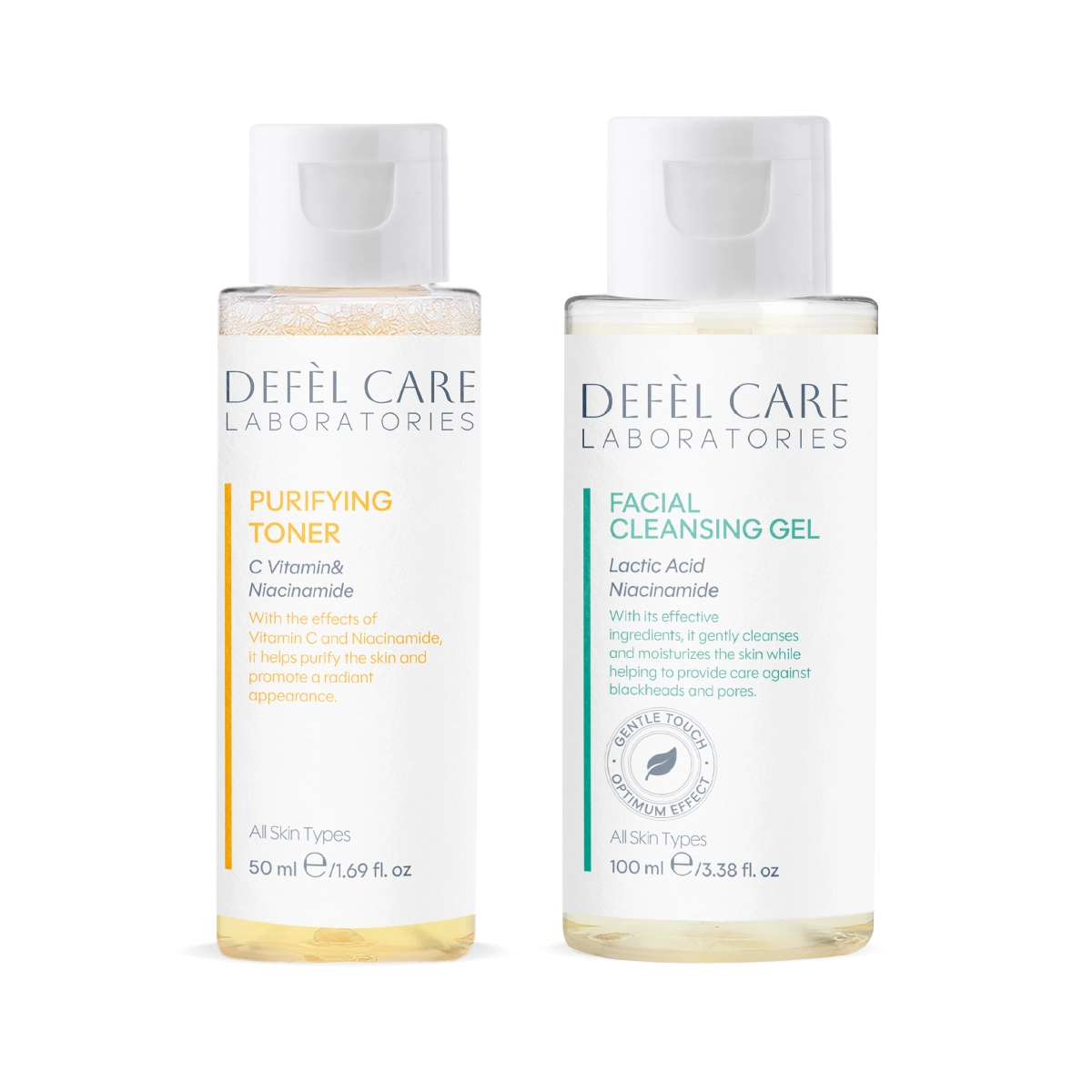 Defel Care Purifying Toner & Facial Cleaning Gel Set