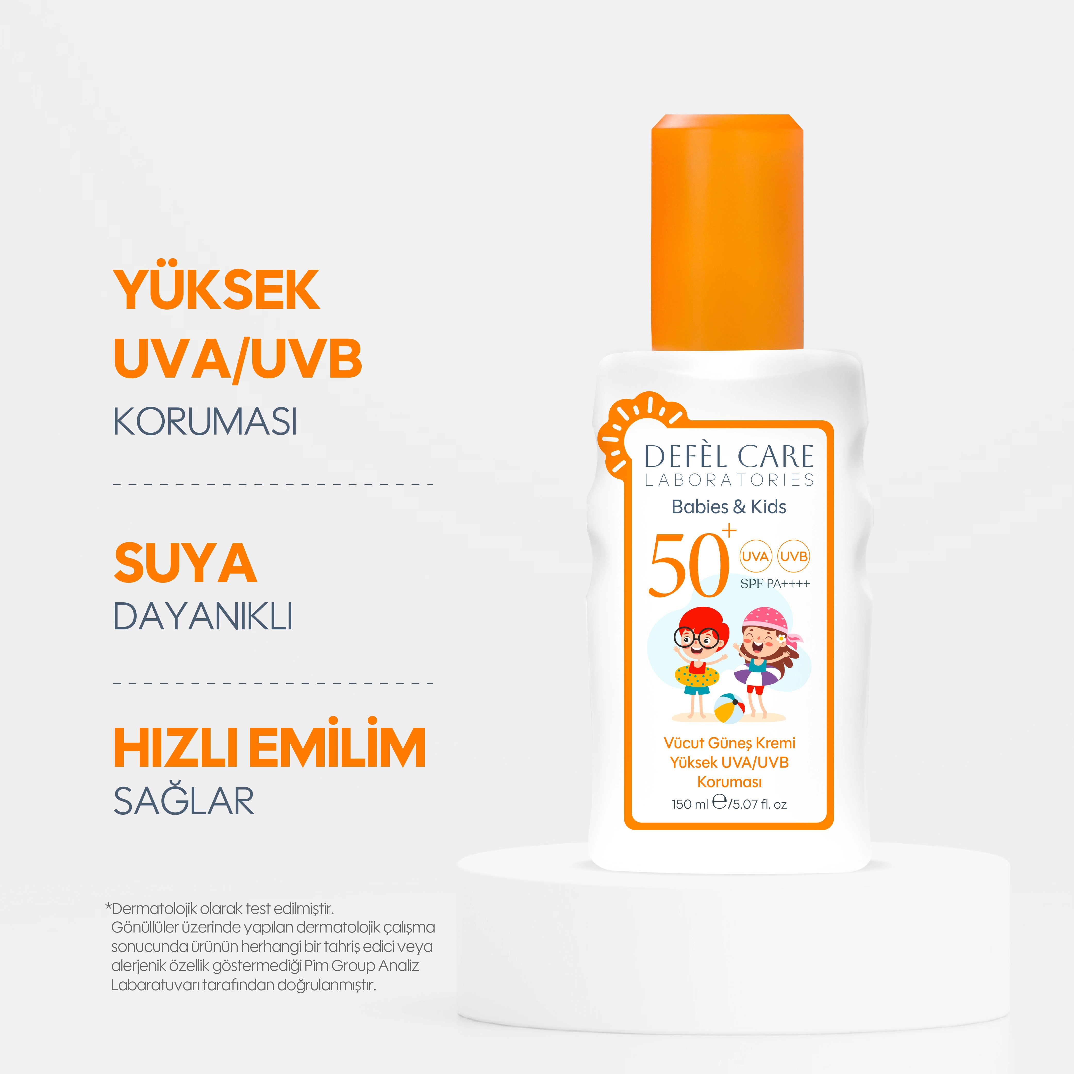 Defel Care 50 SPF Çocuk Vücut Güneş Kremi